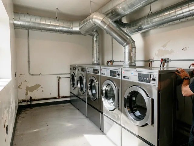 Alafaya Dryer Vent Cleaning team performing large-scale commercial dryer vent cleaning in Alafaya