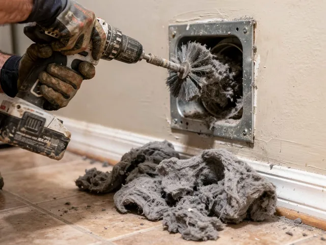 Certified Alafaya Dryer Vent Cleaning technician performing dryer vent cleaning in Alafaya